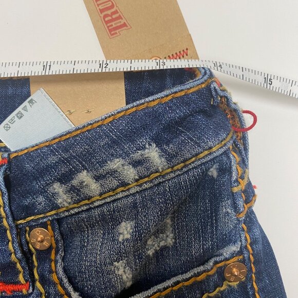 size 26 NEW True Religion mid rise cut off flap pocket OM Big T denim shorts $22 - Picture 10 of 10
